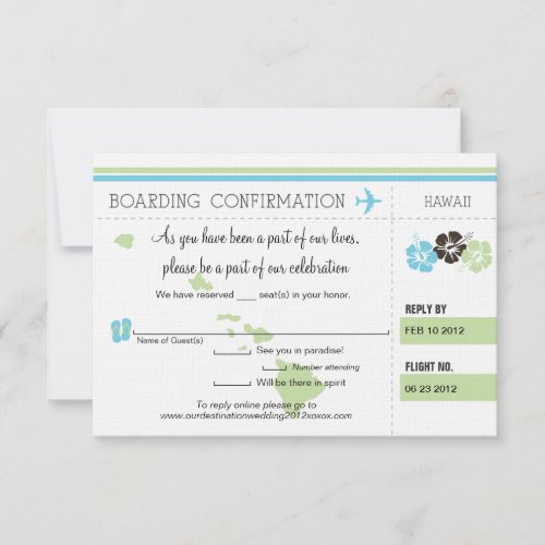 RSVP Boarding Pass TO Hawaii Invitation