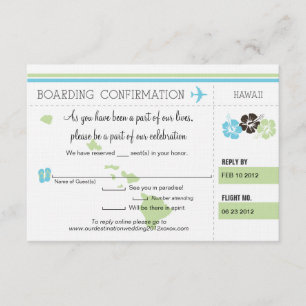 RSVP Boarding Pass TO Hawaii Invitation