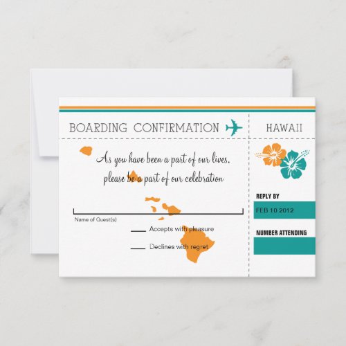 RSVP Boarding Pass TO Hawaii Invitation