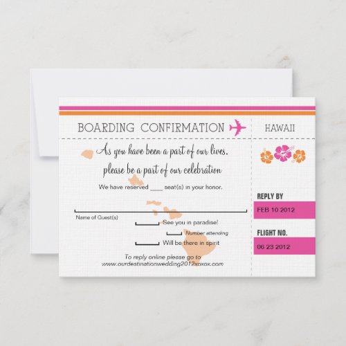 RSVP Boarding Pass to Hawaii Invitation