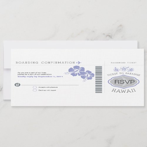 RSVP Boarding Pass to Hawaii Wedding Invitation