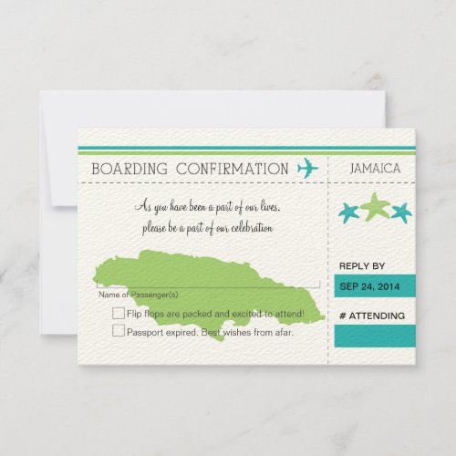 RSVP Boarding Pass TO JAMAICA