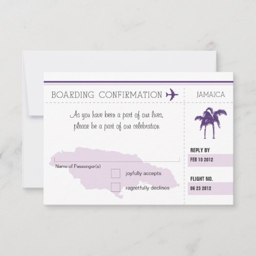 RSVP Boarding Pass TO JAMAICA