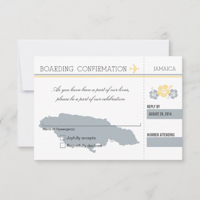 RSVP Boarding Pass TO JAMAICA Card (Front)