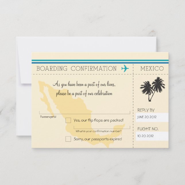 RSVP Boarding Pass TO Mexico (Front)