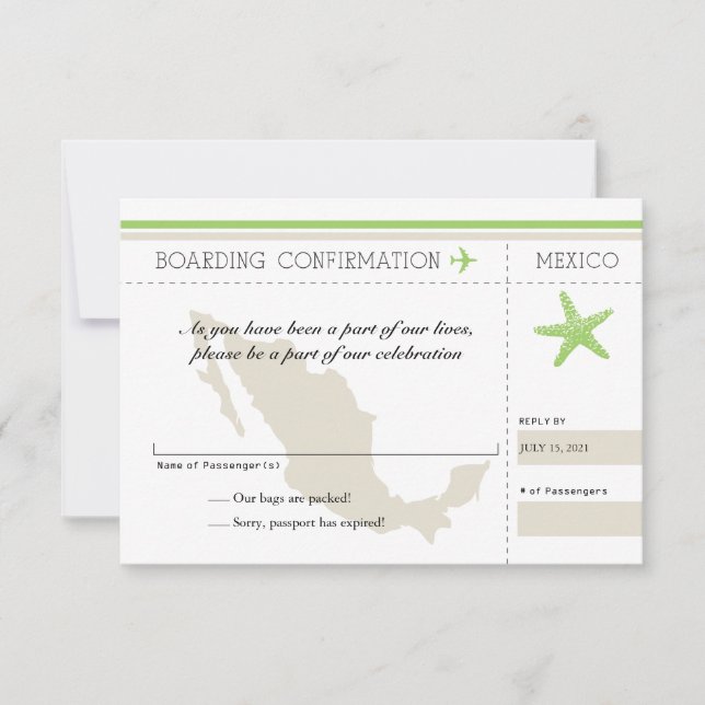 RSVP Boarding Pass TO Mexico (Front)