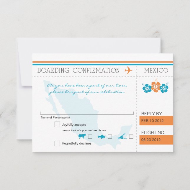 RSVP Boarding Pass TO MEXICO Card (Front)