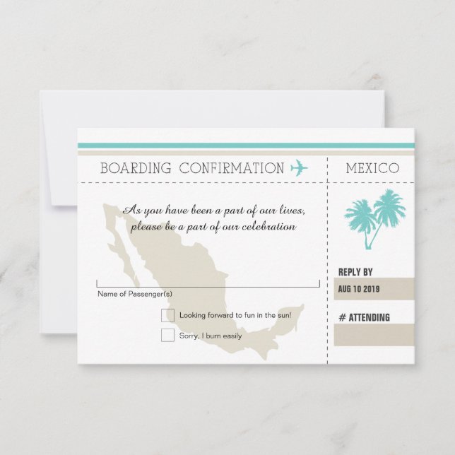 RSVP Boarding Pass TO MEXICO Card (Front)