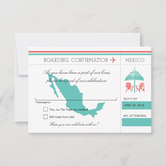 RSVP Boarding Pass TO Mexico Card (Front)