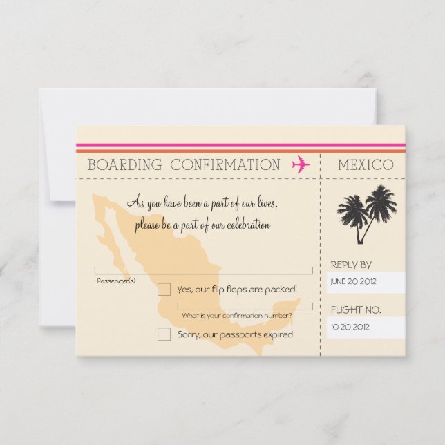 RSVP Boarding Pass TO Mexico Card (Front)