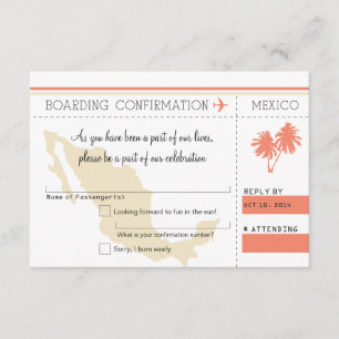 RSVP Boarding Pass TO MEXICO Invitation