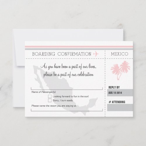 RSVP Boarding Pass TO MEXICO Invitation