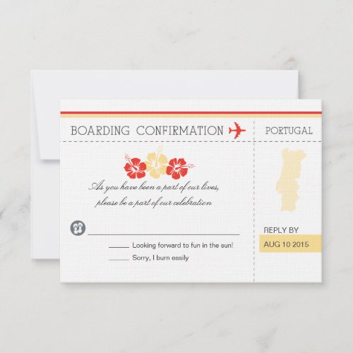RSVP Boarding Pass TO Portugal Invitation