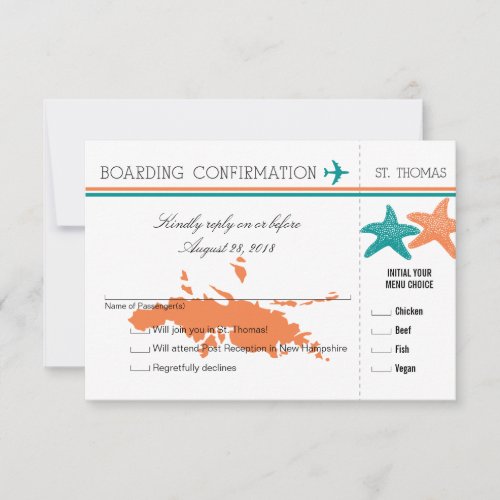 RSVP Boarding Pass TO St Thomas