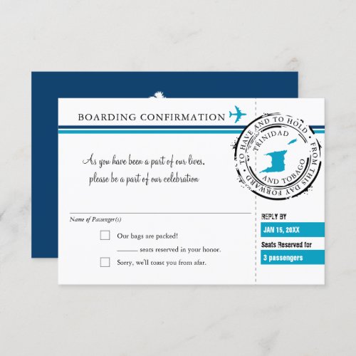 RSVP Boarding Pass to Trinidad and Tobago Invitation