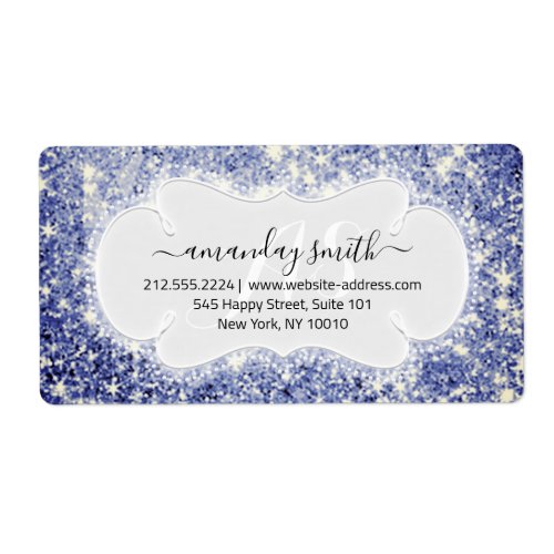 RSVP Bridal Monogram Wedding Glitter Princes Blue Label