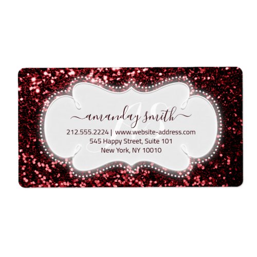 RSVP Bridal Sweet Monogram Burgundy  Royal Glitter Label