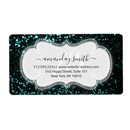 RSVP Bridal Sweet Monogram Green Royal Glitter Label