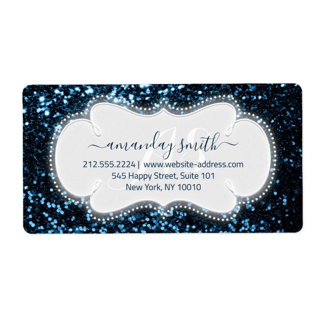 RSVP Bridal Sweet Monogram Wedding Blue Navy Label (Front)