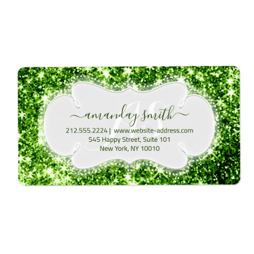 RSVP Bridal Sweet Monogram Wedding Green  Glitter Label