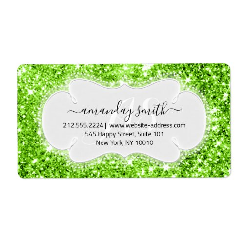 RSVP Bridal Sweet Monogram Wedding Green Glitter Label