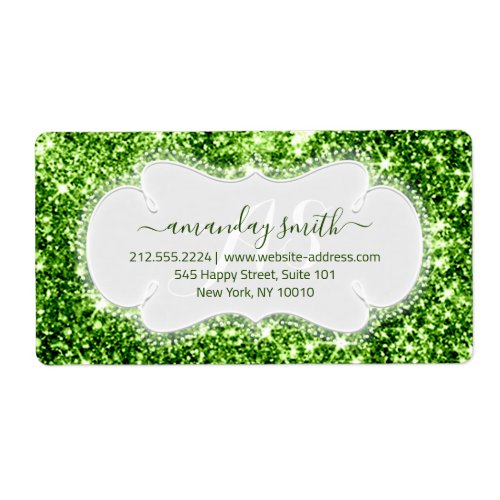 RSVP Bridal Sweet Monogram Wedding Green Sparkly Label