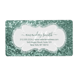 RSVP Bridal Sweet Monogram Wedding Mint Glitter Label