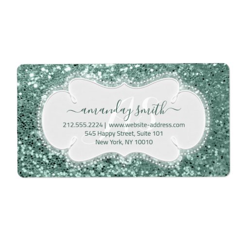 RSVP Bridal Sweet Monogram Wedding Mint  Glitter Label