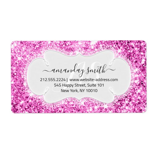 RSVP Bridal Sweet Monogram Wedding Pink Sparkly Label