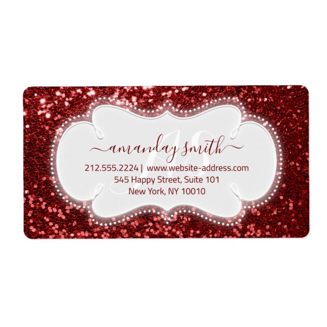 RSVP Bridal Sweet Monogram Wedding  Royal Glitter Label (Front)