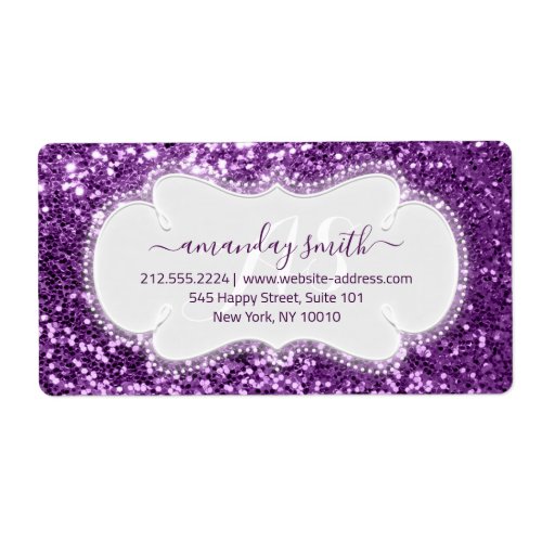 RSVP Bridal Sweet MonogramViolet  Royal Glitter Label