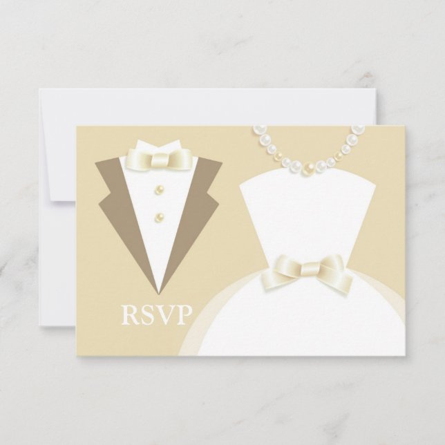 RSVP Bride & Groom Wedding Card with Food Option (Front)
