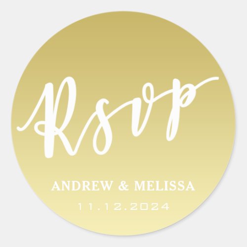 RSVP  Brush Script Faux Gold Wedding Sticker