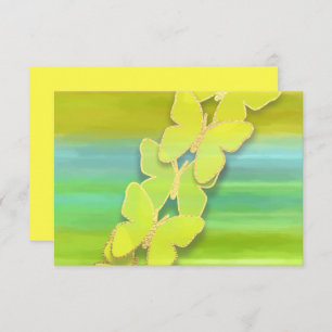 RSVP Butterfly Blue Green Yellow Watercolor Invitation