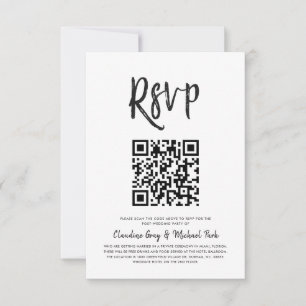 RSVP by QR Code Black White Script Style Invitation