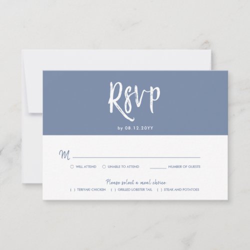 RSVP Calligraphy Pigeon Blue Script Style Reply Invitation