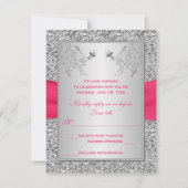 RSVP Card 2 | Pink, FAUX Silver Foil, Floral (Back)