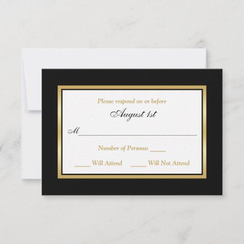 RSVP Card | Black and White | Gold
