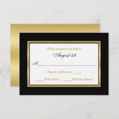 RSVP Card | Black and White | Gold (Front/Back)