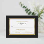 RSVP Card | Black and White | Gold (Standing Front)