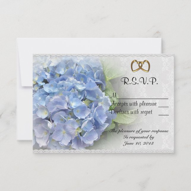 RSVP card Blue Hydrangea style 2 (Front)