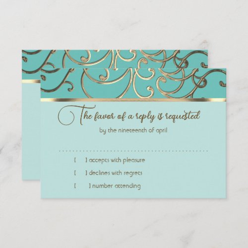 RSVP Card Choose Colors Gold Filigree