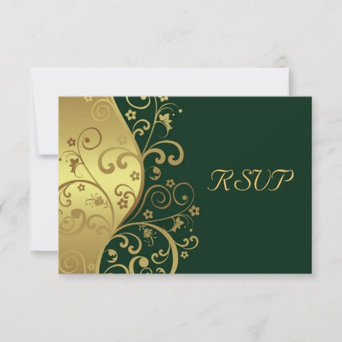 RSVP Card__Dark Green   Gold Swirls