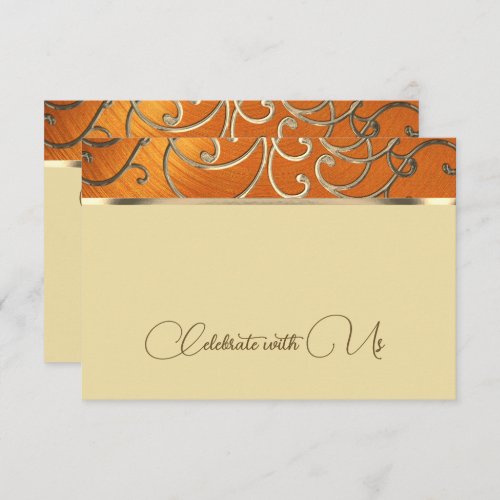 RSVP Card Elegant Orange and Gold Filigree