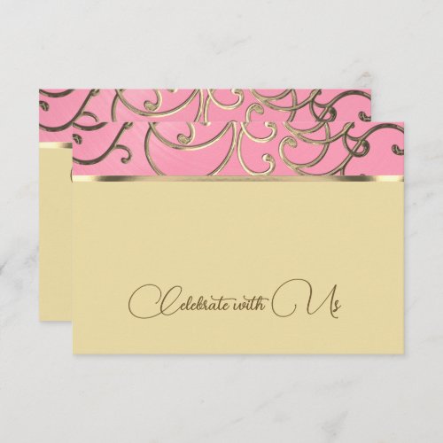 RSVP Card Elegant Pink and Gold Filigree