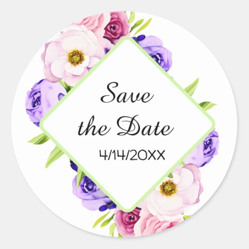 RSVP Card  Elegant Watercolor Floral Wedding Classic Round Sticker