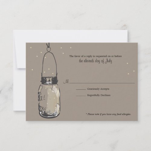 RSVP Card Fireflies  Mason Jar