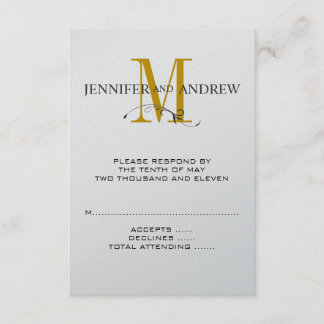 RSVP Card for Square Wedding Invite Gold Initial
