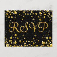 RSVP Card Gold Confetti