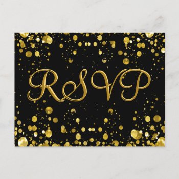 Rsvp Card Gold Confetti by GlitterInvitations at Zazzle